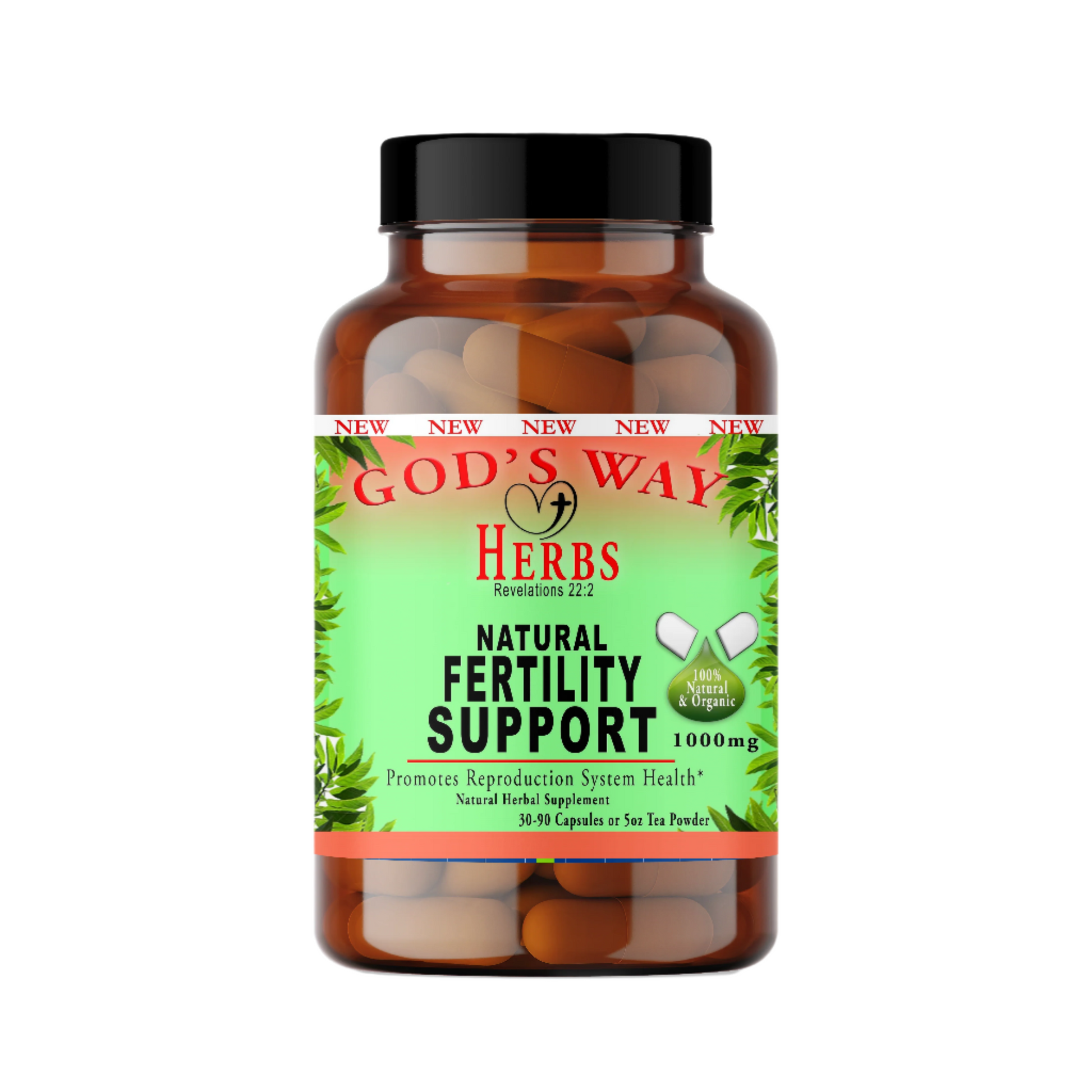 Fertility Support Herbal supplement with damiana, red clover, raspberry leaf, Angelica root, dong quai and more by Gods Way Herbs 