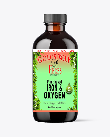 Plant-based Iron & Oxygen 8oz liquid Tonic Multi Vitamin by God's Way Herbs- Natural Herbal Supplements and tea, dr sebi green food and iron plus ingredients combined! moringa, stinging nettle, bladderwrack, chaparral, linden flowers, nopal cactus