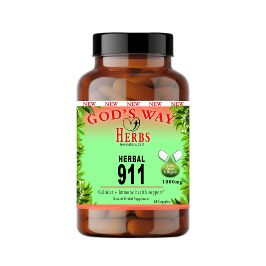Herbal 911 60ct natural herbal supplement formula, cells, cleanse, immune system support, muicle, sarsaparilla, hombre grande, quassia, yellowdock, burdock