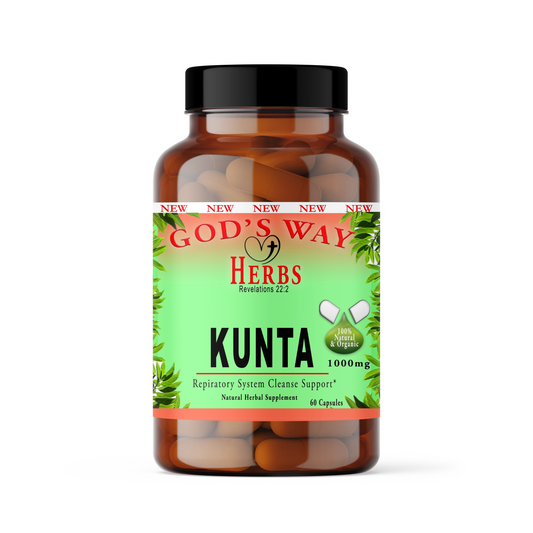 Kunta Lungs & Respiratory cleanse herbal Supplements by Gods Way herbs, lobelia, mullein, lungwort, eucalyptus and more!