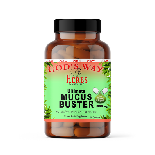 Ultimate Mucus Buster, Detox by God's Way Herbs- Dr. Sebi inspired Natural Herbal Supplements cleanse, cascara segrada, rhubarb, hydrangea, linden, blessed thistle