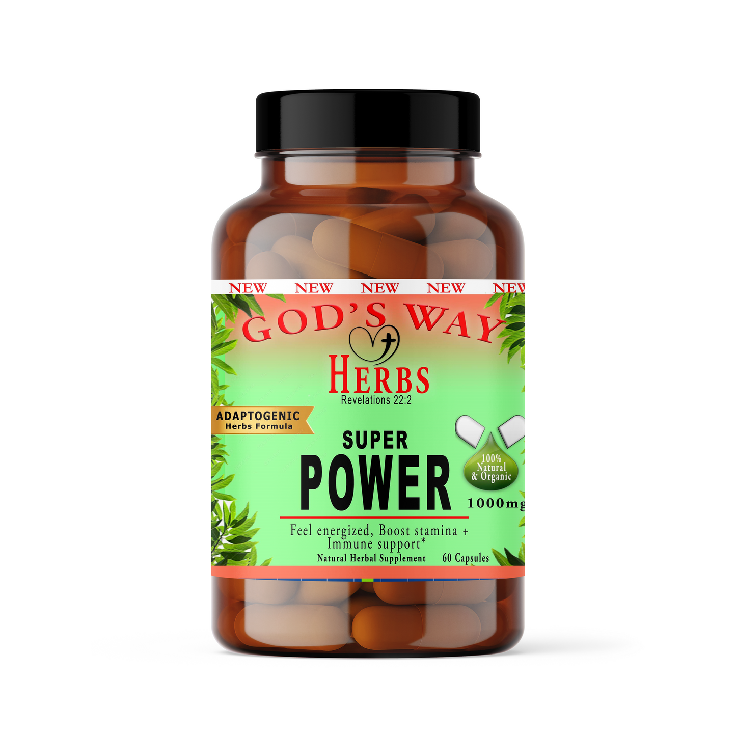 Suerpowers 60ct adaptogenic herbal supplement formulas great for energized feeling, boosting immunity and better mood support., with ashwagandha, astragalus echinacea, black walnut, panax ginseng, maca, rhodiola, shizandra berries, and more!