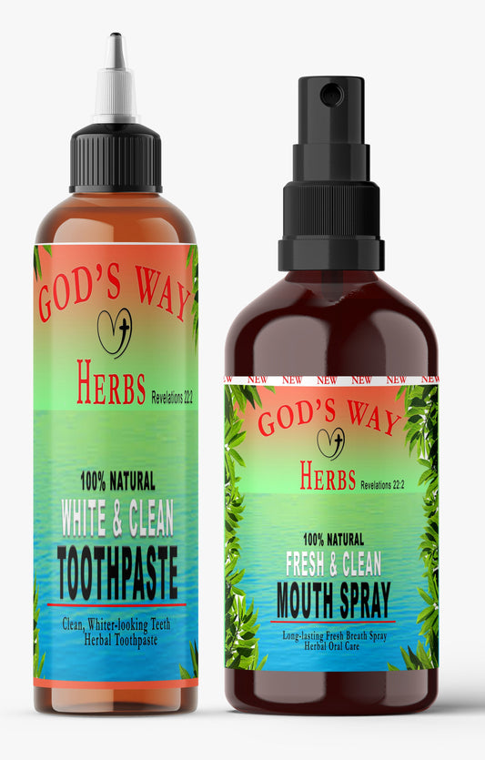 White & Clean Herbal Toothpaste & Mouth Spray (6oz) by God's Way Herbs