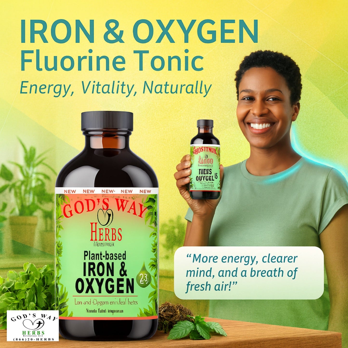 Iron & Oxygen Fluorine Tonic (8oz) Dr. Sebi inspired Supplement & Tonic by God's Way Herbs